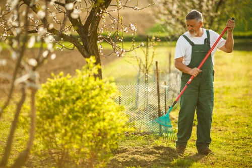 Seven Kings garden planting design with trees and flower borders